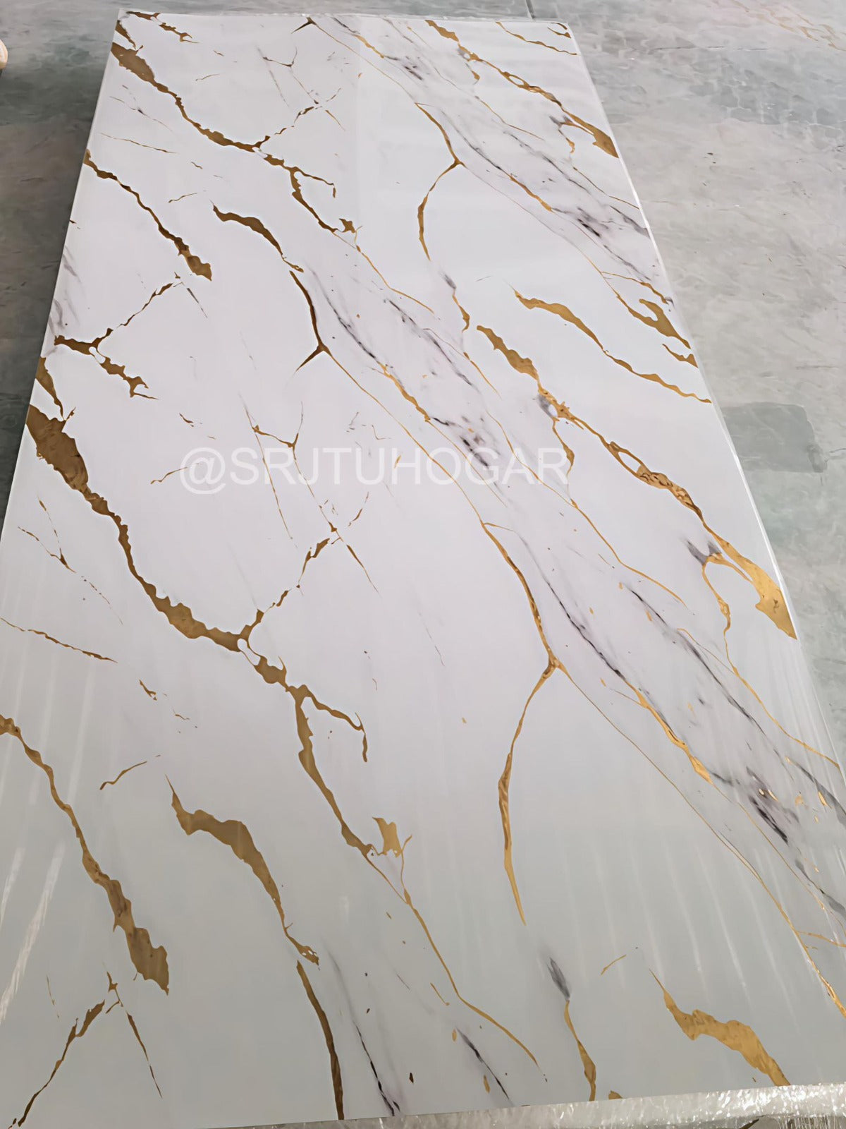Placa Simil Marmol color Blanco/Dorado 3mm