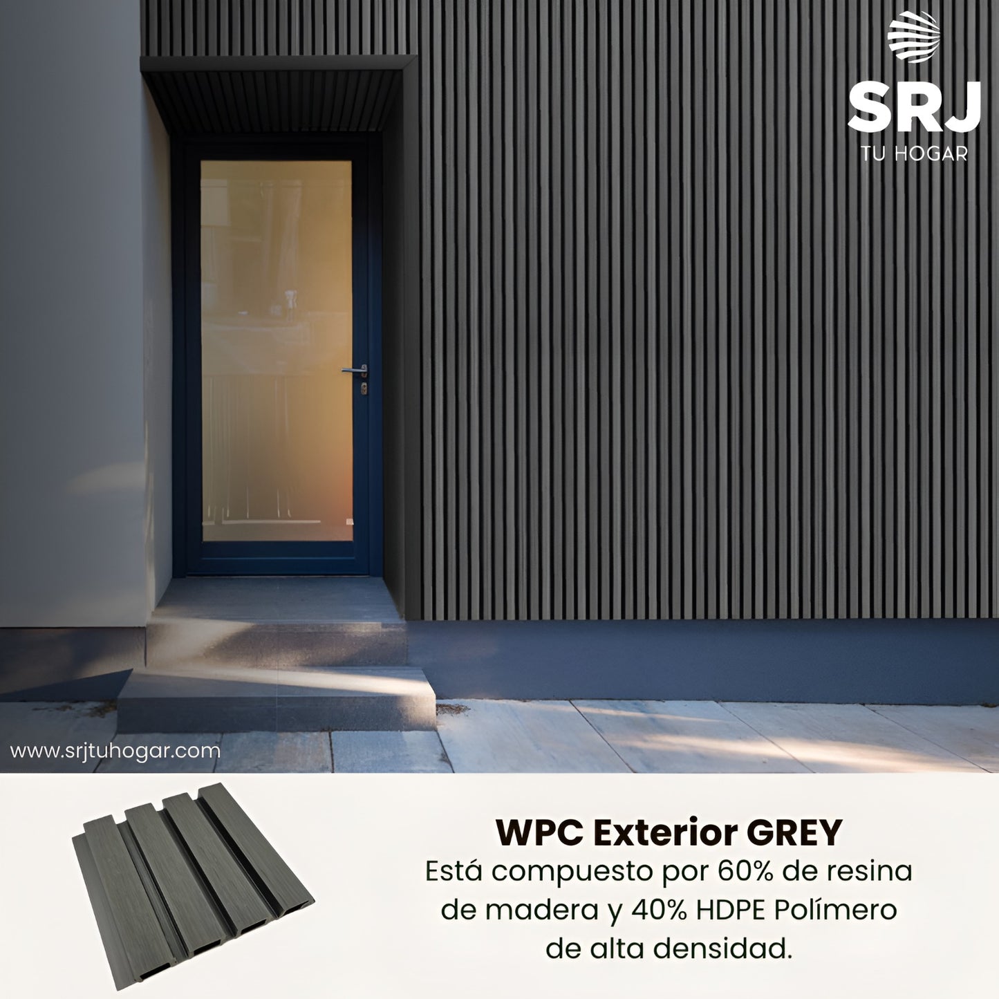 WPC Para Exterior Simil Madera Grey